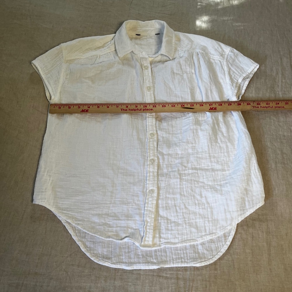 Gauze Short Sleeve Cotton Button-up Shirt - Picture 5 of 6